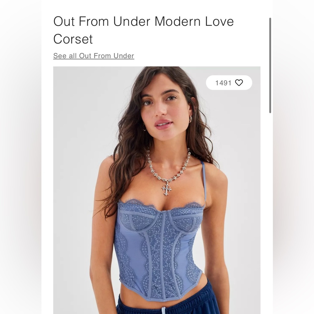 NWOT Urban Outfitters Out from Under Slate Blue Lace Corset